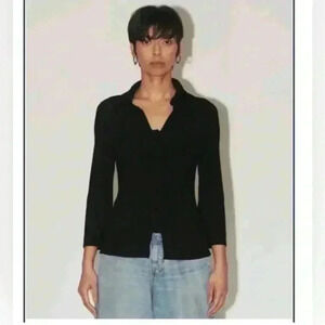BNWT Uncle Studios Black  Shirt with 3/4 Bell Sleeves Size XS
